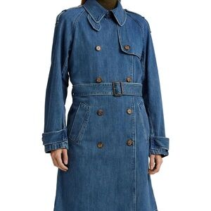 Lauren Ralph Lauren Light Blue Denim Trench Coat 16W